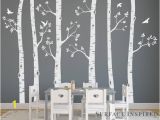 Beautiful Birch Tree Wall Mural Wall Decal Kids Nursery Decals Birch Trees Wall Decal Tree Wall Mural Stickers Nursery Tree and Birds Wall Art Nature Wall Decals Decal