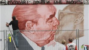 Berlin Wall Mural Kissing Dmitry Vrubel S Mural Of Ussr President Leonid Brezhnev