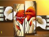 Best Acrylic Paint for Wall Murals Handmade Good Quality Group Painting 4 Panels Lily Abstract Flower Painting Abstract Art Discount Best Oil Painting Art Deco Paintings