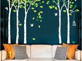 Birch Tree Wall Mural Diy Amazon Fymural 5 Trees Wall Decals forest Mural Paper for