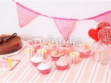 Birthday Party Wall Murals Dessert Table In Pink at Girls Birthday Party Wall Mural