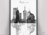 Black and White Cityscape Wall Murals Black and White Print Of Watercolor Cityscape Of Melbourne City Skyline Art Home or Office Wall Decor Australia Typography Poster Unframed Print
