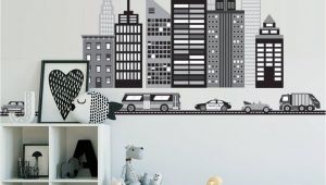 Black and White Cityscape Wall Murals Cityscape Wall Decal Black and White City Skyline Wall Decal