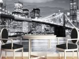 Black and White Nyc Wall Mural Custom Mural Manhattan Bridge New York European and American Cities Black and White Living Room Backdrop Wallpaper Mobile Wallpaper Download Mobile