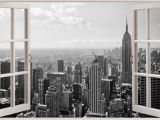 Black and White Nyc Wall Mural Huge 3d Window New York City View Wall Stickers Mural