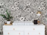 Black and White Rose Wall Mural Black and White Wallpaper Nursery Wall Mural Floral