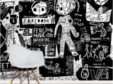 Black and White Wall Mural Wallpaper Graffiti Black and White