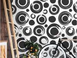 Black and White Wall Murals for Cheap Removable Wallpaper Mural Peel & Stick Circles Pattern Black