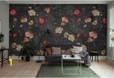 Black Floral Wall Mural Black Red Green Grunge Little Floral Wallpaper Mural