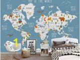 Blue World Map Wall Mural Custom Wallpaper Cartoon World Map Tv Background Wall Living Room Bedroom Children Room Background 3d Wallpaper Murals