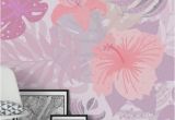 Botanicals Floral Wall Mural Pink Tropical Flower and Leaf Jungle Wall Mural Wallpaper