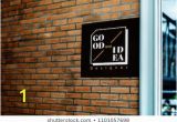 Brick Wall Mural Mockup Psd Logo Stock S & Vectors