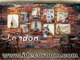Brick Wall Murals Wallpaper 3d Wallpaper with Photo Frames Of London Paris and Route 66