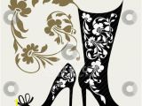Butterfly High Heel Shoe Mural Vinyl Wall Art Black Shoes Collection Stock Vector Clipart Black Silhouettes Of