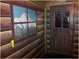 Cabin In the Woods Wall Mural Log Cabin themed Wall Mural In Ice Rink Party Rooms