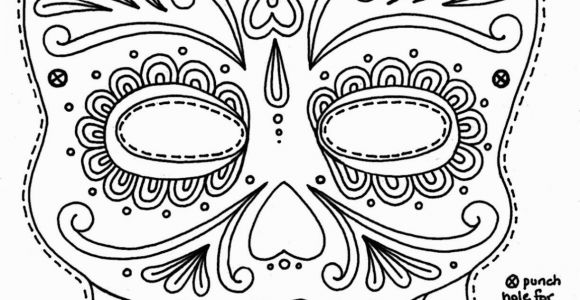 Calavera Mask Coloring Page Sugar Skull Coloring Pages