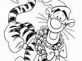 Cartoon Christmas Coloring Pages Disney Christmas Tiger Wear the Hat and Tie Coloring Pages