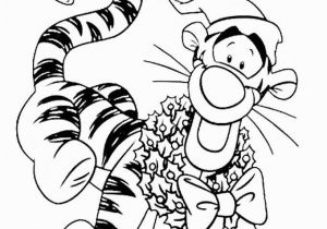 Cartoon Christmas Coloring Pages Disney Christmas Tiger Wear the Hat and Tie Coloring Pages