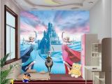 Cartoon Murals On the Wall Custom 3d Elsa Frozen Cartoon Wallpaper for Walls Kids Room