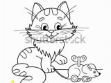 Cat and Mouse Coloring Pages Coloring Page Outline Cartoon Cat toy Stock Vector Royalty Free