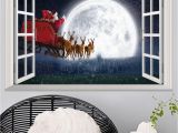 Cheap Christmas Wall Murals 3d False Window Santa Claus Wall Decal Room Bedroom Merry Christmas Decorations Sticker Mural Hot Poster Home Decor 10styles Wall Stickers Kids Wall