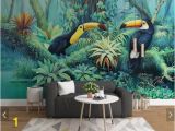 Cheetah Print Wall Mural Tropical toucan Wallpaper Wall Mural Rainforest Leaves