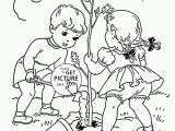 Child Face Coloring Page Children Plant Tree Coloring Page for Kids Spring Coloring