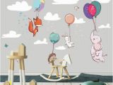 Childrens Wall Mural Decals Flying Animals Wall Mural Adorable Animals Wallpaper Wall