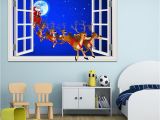 Christmas Murals for Walls Uk Christmas Father and Elk Santa Claus Deer 3d Window View Wall Sticker Home Decor for Hotel Bar Living Room Mural Wallpaper Drop Shipping Wall Art and