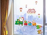 Christmas Party Wall Murals Amazon Christmas Shop Window Removable Santa Claus Snowman