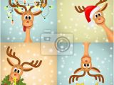 Christmas Wall Murals Uk Four Funny Christmas Reindeer Wall Mural