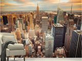 City Skyline Murals Wallpaper 3d Wallpaper Modern Sunset New York City Building Landscape Mural