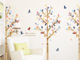 Clearance Wall Murals Colorful Tree Flying Birds Wall Stickers Living Room Decor Vinyl