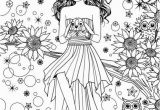 Coloring Pages for Adults Of People Girl with Bunny Flowers Coloring Page