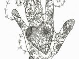 Coloring Pages for Adults Zentangle Hand and Heart