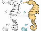 Coloring Pages for Ocean Animals Ocean Wild Life Coloring Hand Drawn Sea Horse and Shell