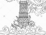 Coloring Pages Lighthouse Free Printable Hand Drawn Doodle Outline Lighthouse Decorated with Floral