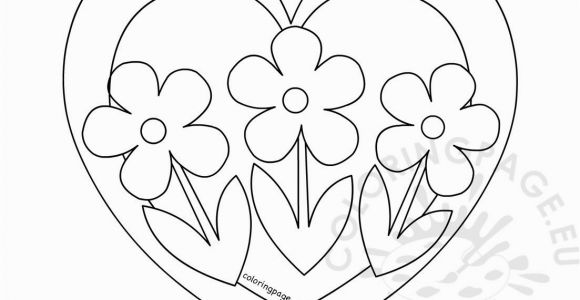 Coloring Pages Of Hearts and Flowers Heart with Three Flowers Coloring Page – Coloring Page