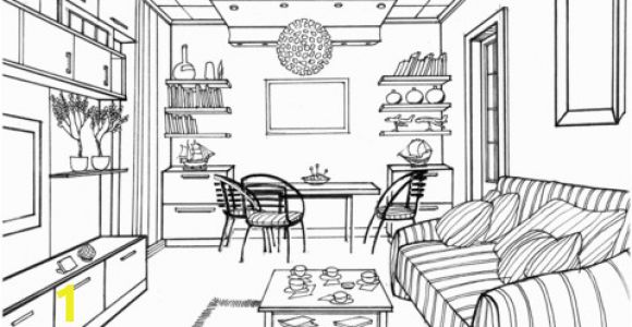 Coloring Pages Of Living Room Living Room with A Luminous Ball Coloring Page