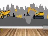 Construction Site Wall Mural Construction Site Wall Decal Boys Wall Mural Digger Machine Mural