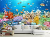 Coral Reef Wall Mural Großhandel Benutzerdefinierte Einzelhandel Korallenriff Goldfisch Tank Hd Tv Hintergrund Wand Meer Low World Coral Hundred Fish Picture Mural Von
