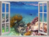 Coral Reef Wall Mural Underwater Wall Sticker Coral Reef Fishes 3d Window Fishes
