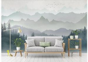Custom Wall Mural Decal Oil Painting Abstract Mountains with forest Landscape