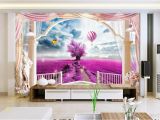 Custom Wall Mural Stickers Custom 3d Wallpaper Mural Living Room sofa Tv Backdrop Mural Lavender Balloon Rome Balcony Picture Wallpaper Mural Sticker Home Decor High