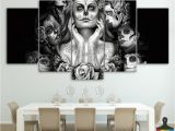 Decorative Wall Murals Prints 5 Pieces Day Of the Dead Face Skull Canvas Print Painting Wall Art