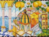 Decorative Wall Tiles Murals Hand Painted Tile Mural – Positano Italy – Arches and Lemons
