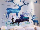 Deer Wall Mural Decals Amazon Iwallsticker 85×82 Blue Deer Wall Stickers with