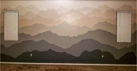 Desert Scene Wall Mural Hand Painted Wall Mural Of Gra Nt Mountain Ranges Done In