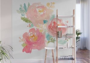 Design A Wall Mural Watercolor Peonies Summer Bouquet Wall Mural by Junkydot
