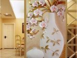 Designer Murals for Walls Custom 3d Mural Wallpaper Embossed Flower Vase Stereoscopic Entrance